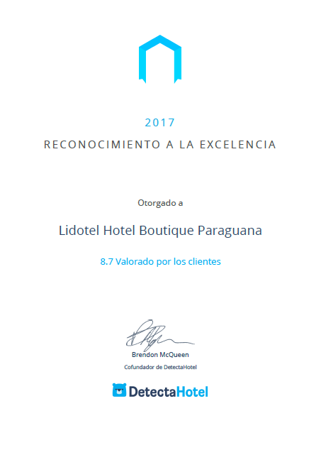 DETECTAHOTEL RECONOCE A LIDOTEL HOTEL BOUTIQUE PARAGUANA ENTRE LOS MEJORES ALOJAMIENTOS EN VENEZUELA